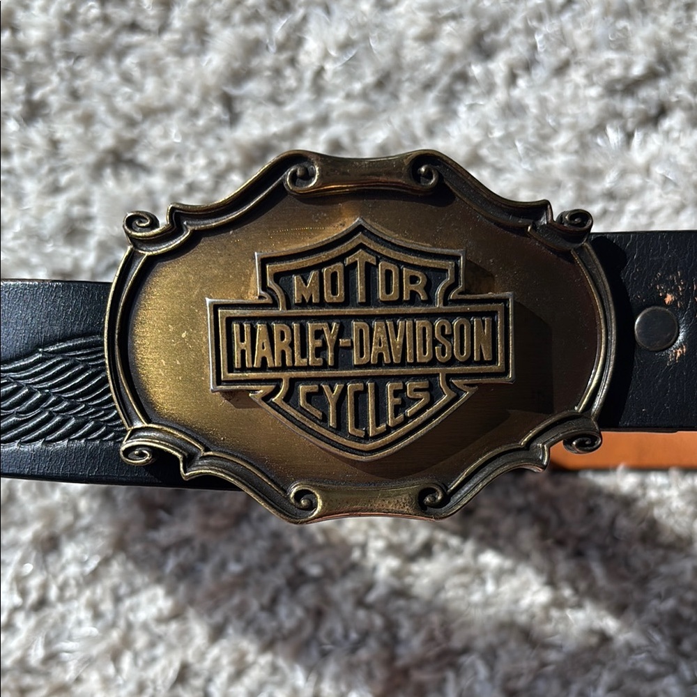 Harley-Davidson Black Belt with Bronze Buckle